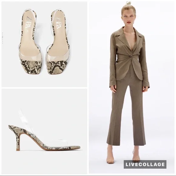 Zara Snakeskin and Clear Heels - Picture 3 of 8